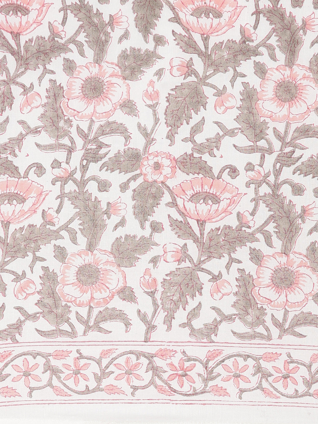 Neerus Orange cotton printed kurta set with trouser and dupatta - detail view 4