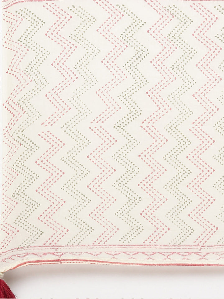 Neerus Beige cotton printed anarkali kurta set - detail view 4