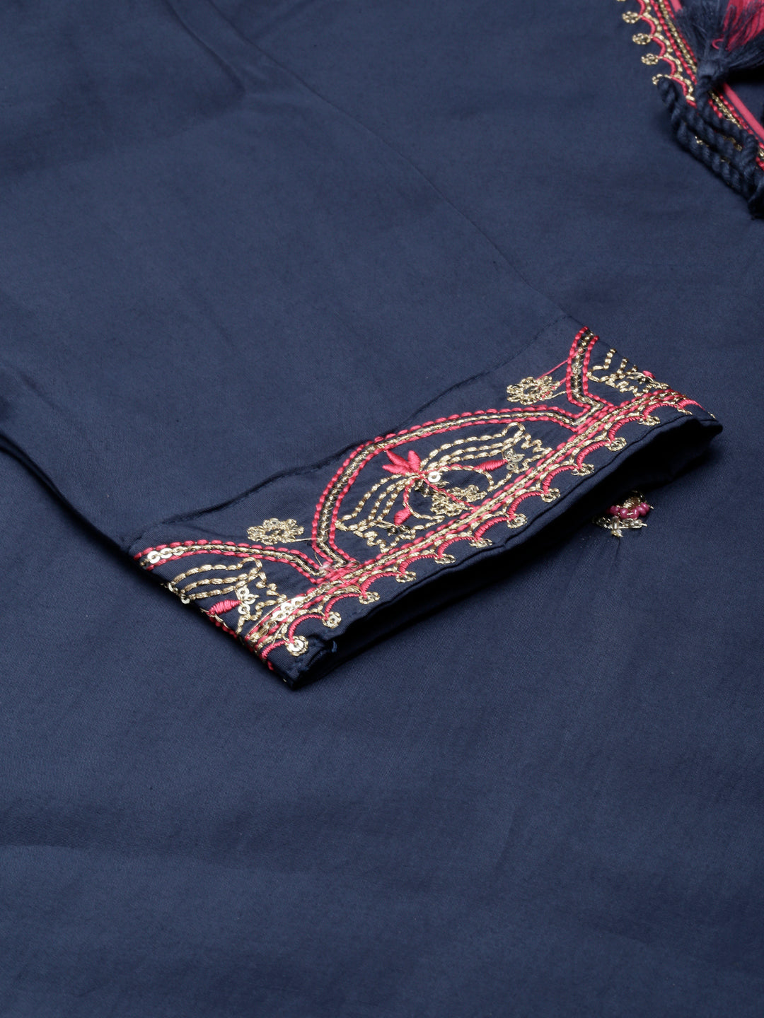 Neerus Blue Shantoon Embellished Straight Kurti - detail view 2
