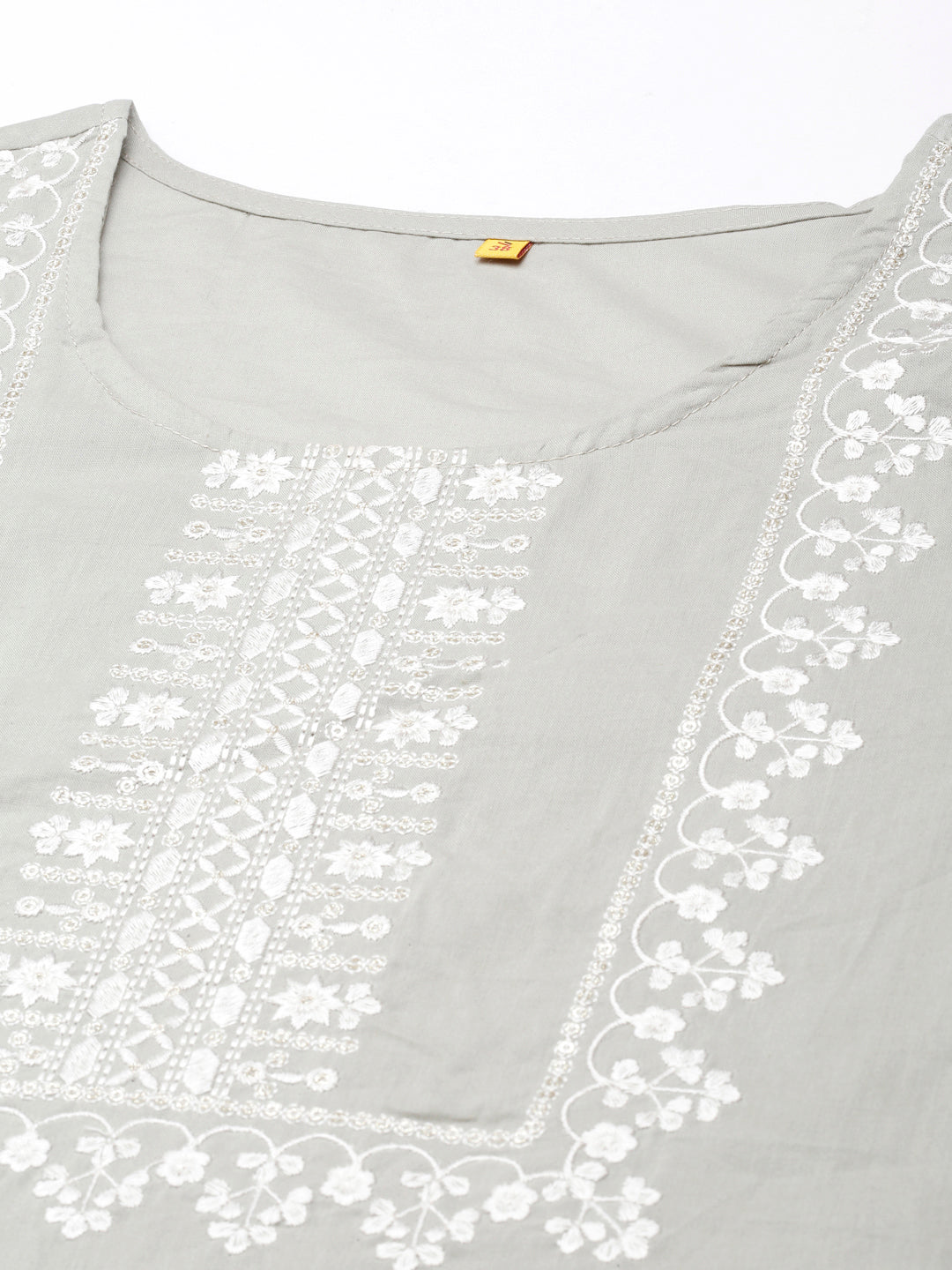 Neerus Grey floral printed straight kurta - detail view 3