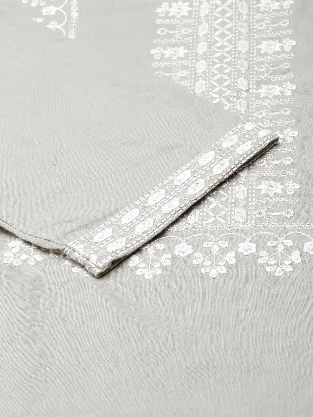 Neerus Grey floral printed straight kurta - detail view 4