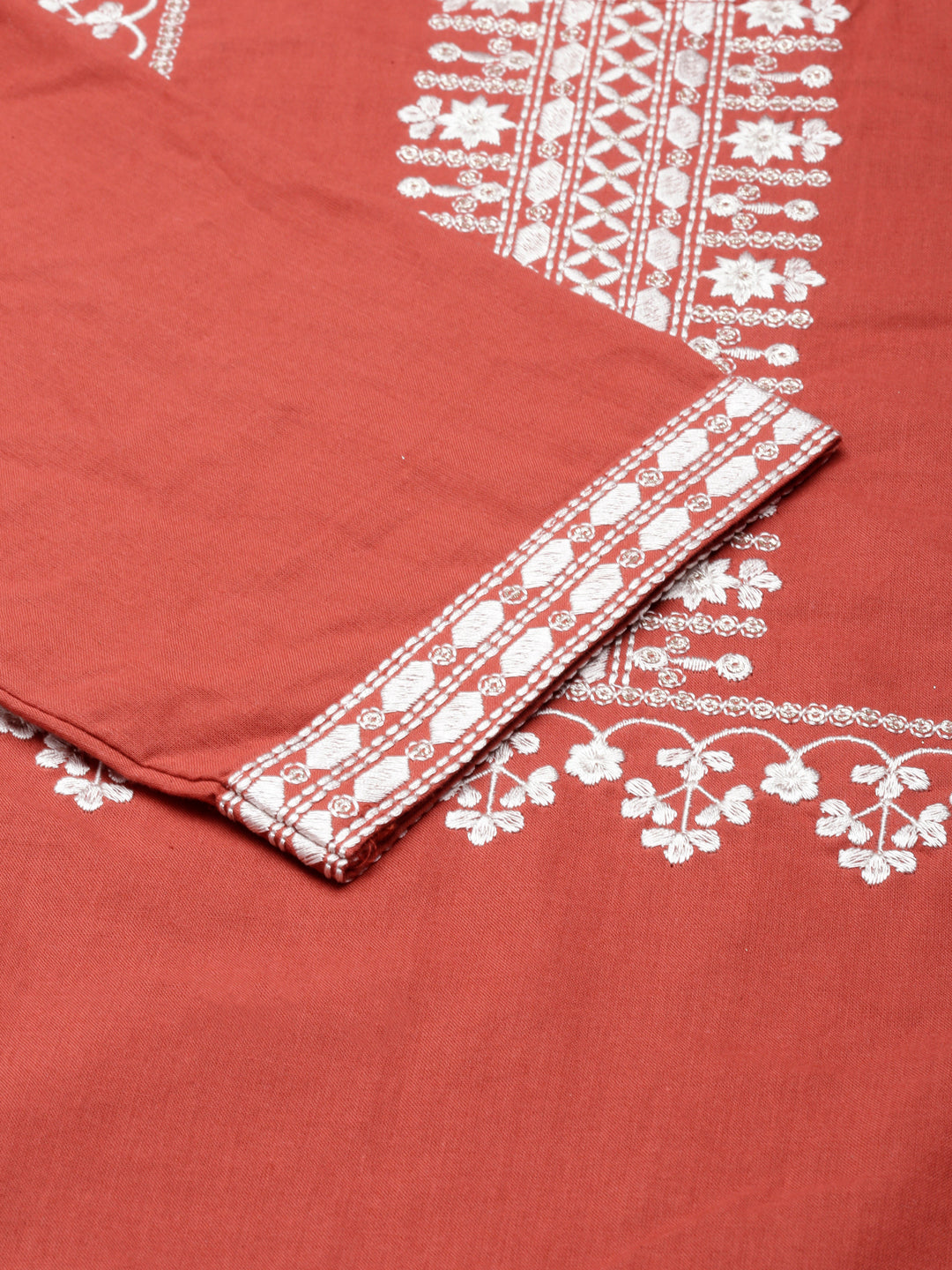 Neerus Orange cotton printed straight kurta - detail view 3
