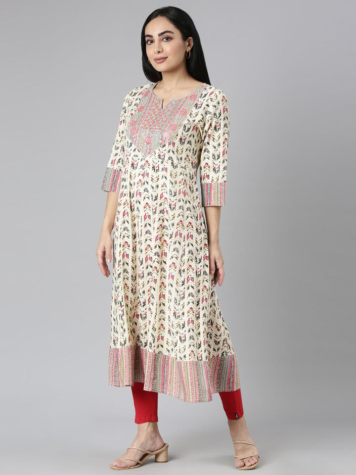 Neerus Pink georgette printed anarkali kurta - back view