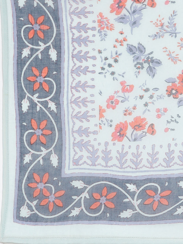 Neerus Blue cotton printed maxi dress - detail view 3