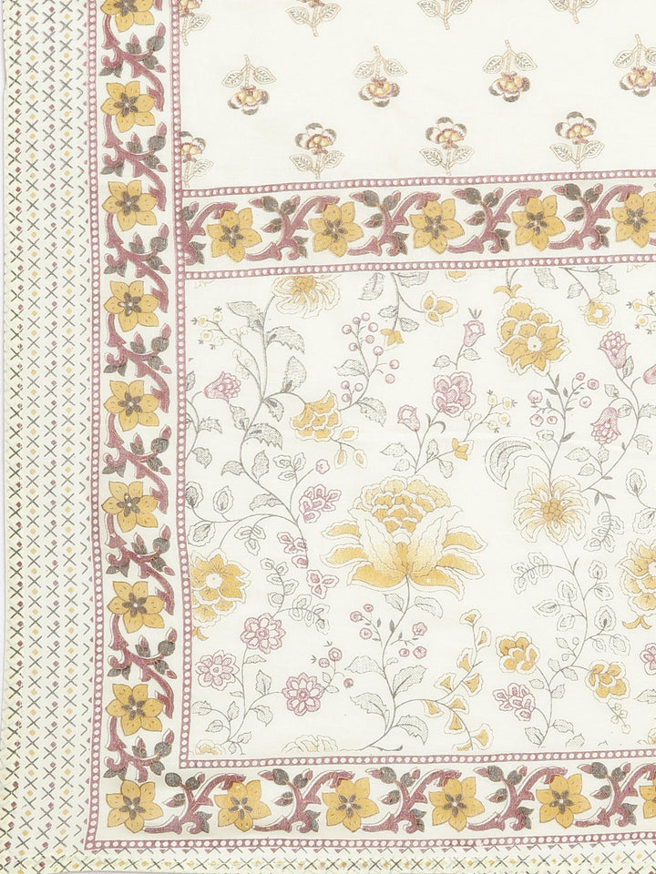 Neerus Yellow Printed Straight Kurta and Trousers With Dupatta