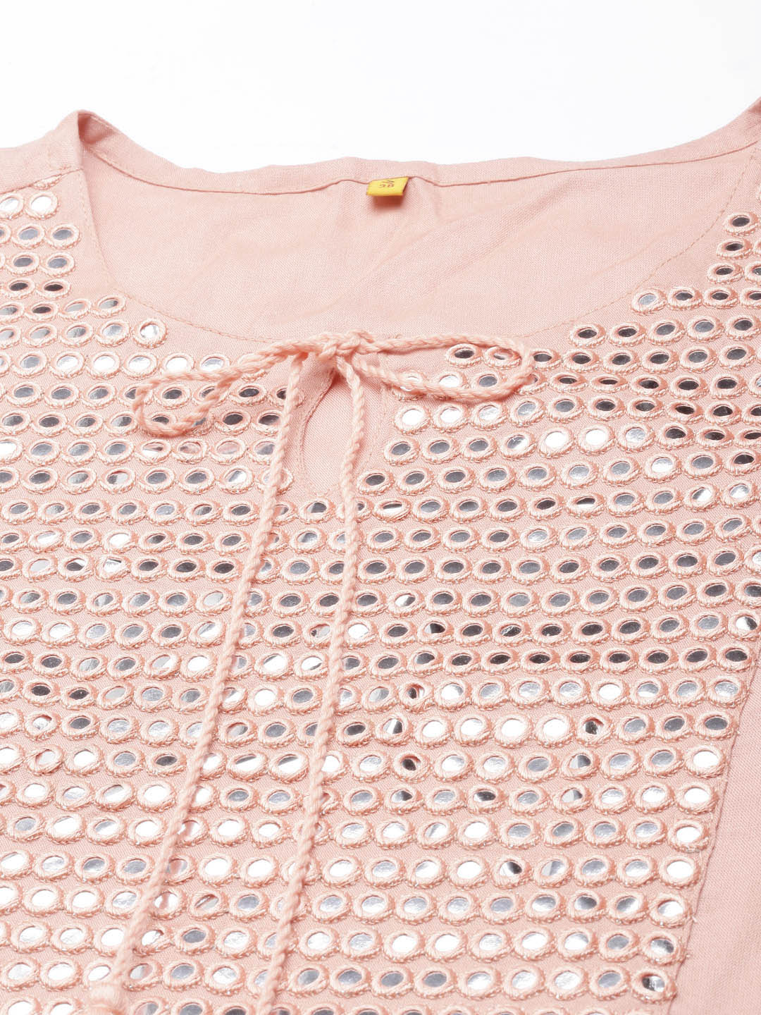 Neerus Orange cotton solid Anarkali kurta - detail view 3