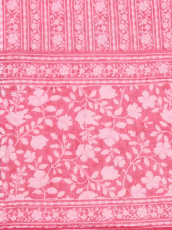 Neerus Red Panelled Straight Printed Kurta and Trousers With Dupatta