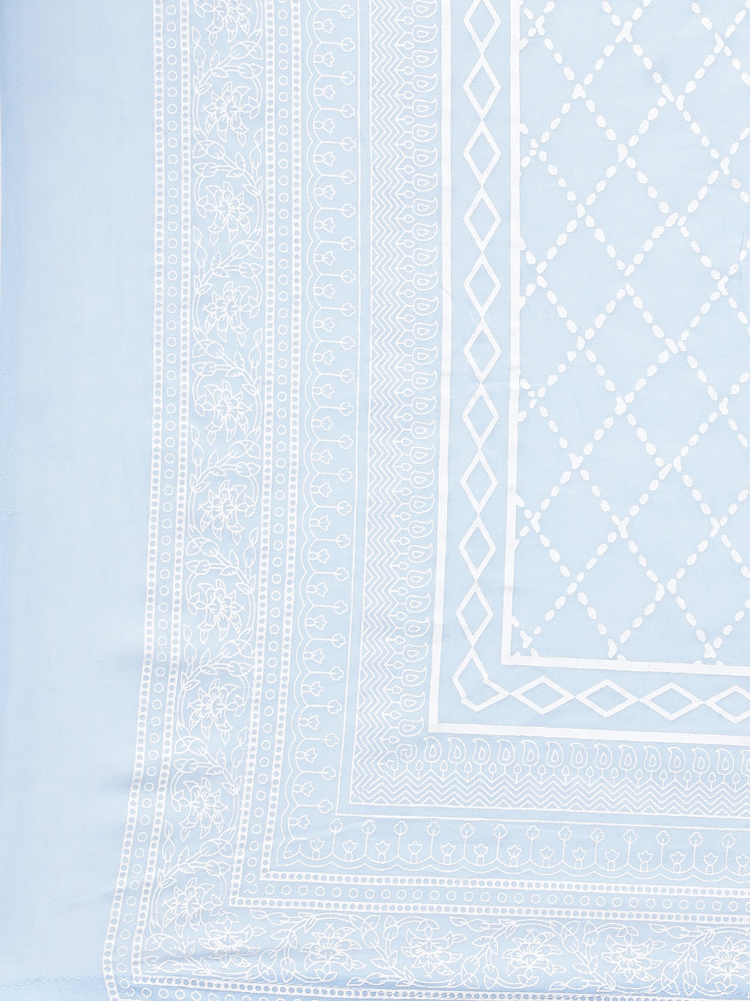 Neerus Blue cotton printed straight suit set - detail view 5