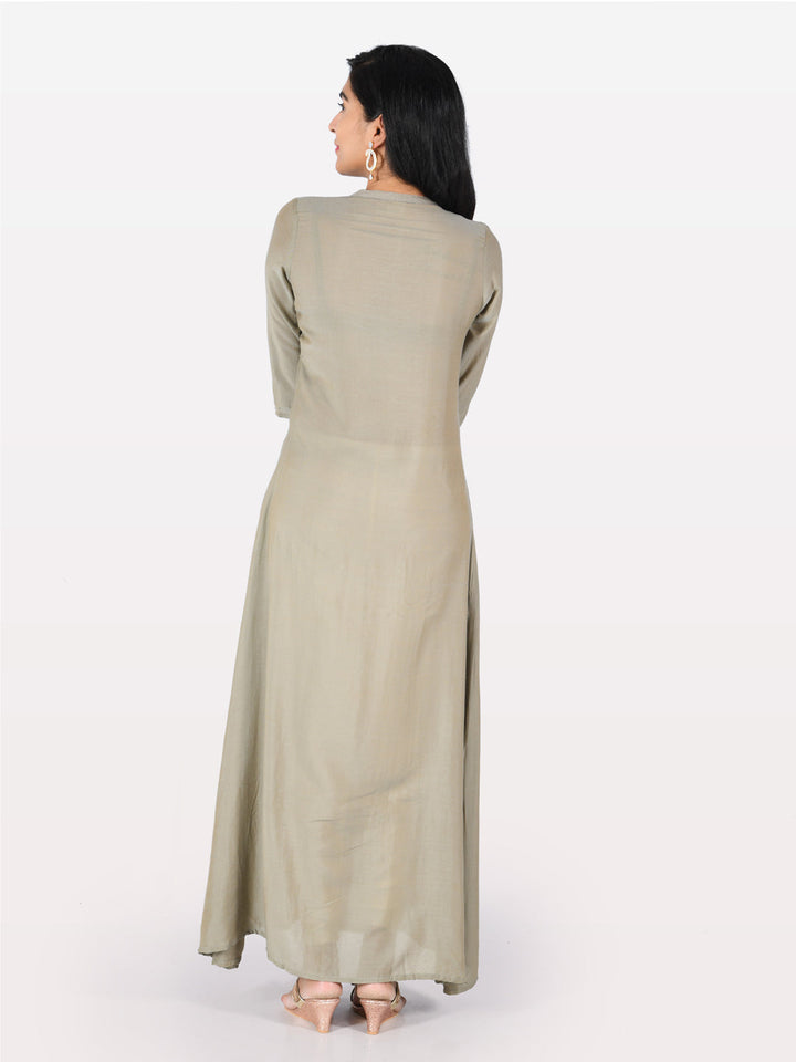 Neerus Grey muslin embroidered anarkali kurta - side view