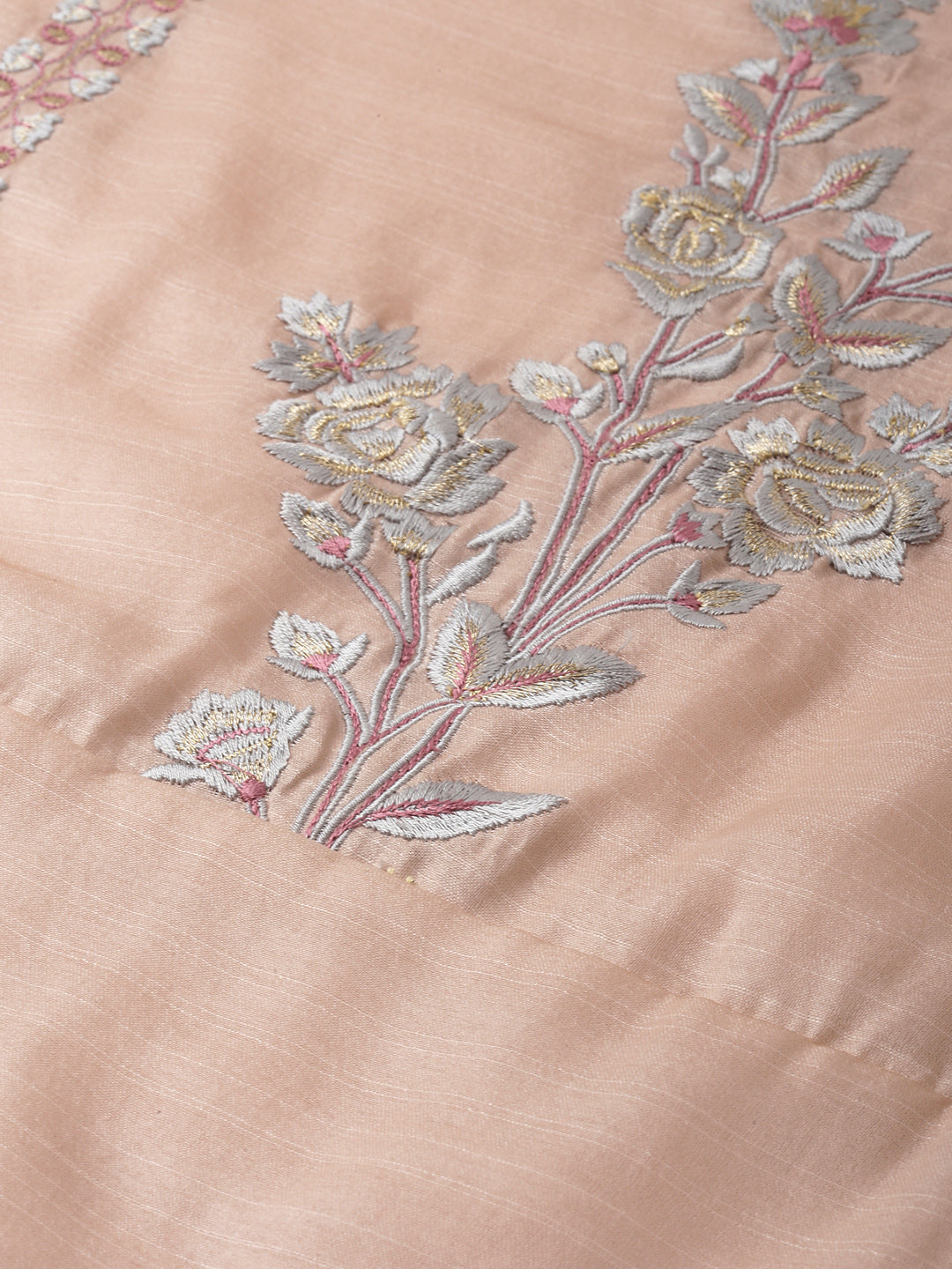 Neerus Pink silk embroidered straight kurti - back view