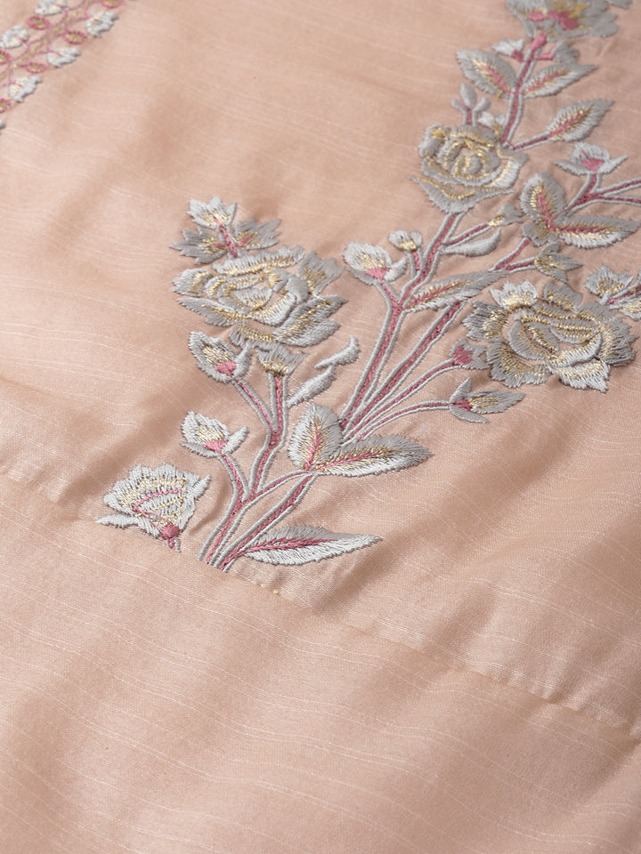 Neerus Pink silk embroidered straight kurti - back view