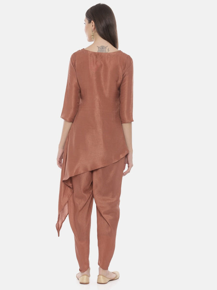 Neerus Brown silk embroidered kurta set - detail view 2