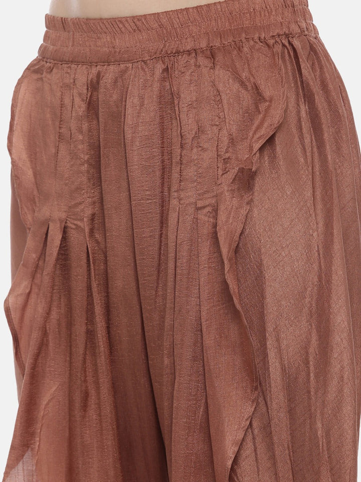 Neerus Brown silk embroidered kurta set - detail view 4