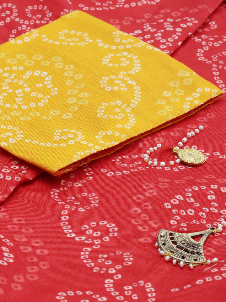 Neerus Red modal printed straight kurta - detail view 5