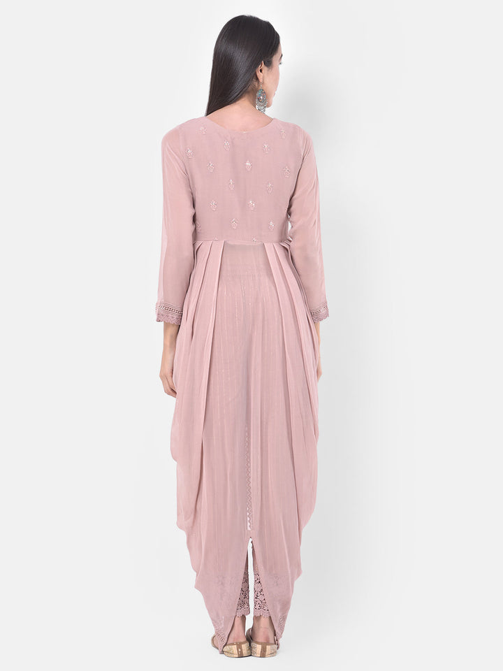 Neerus Pink Georgette Embroidered Suit Set - detail view 2