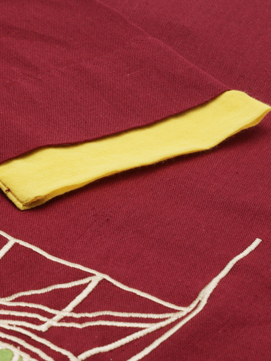 Neerus Maroon cotton printed A-Line kurta - detail view 1
