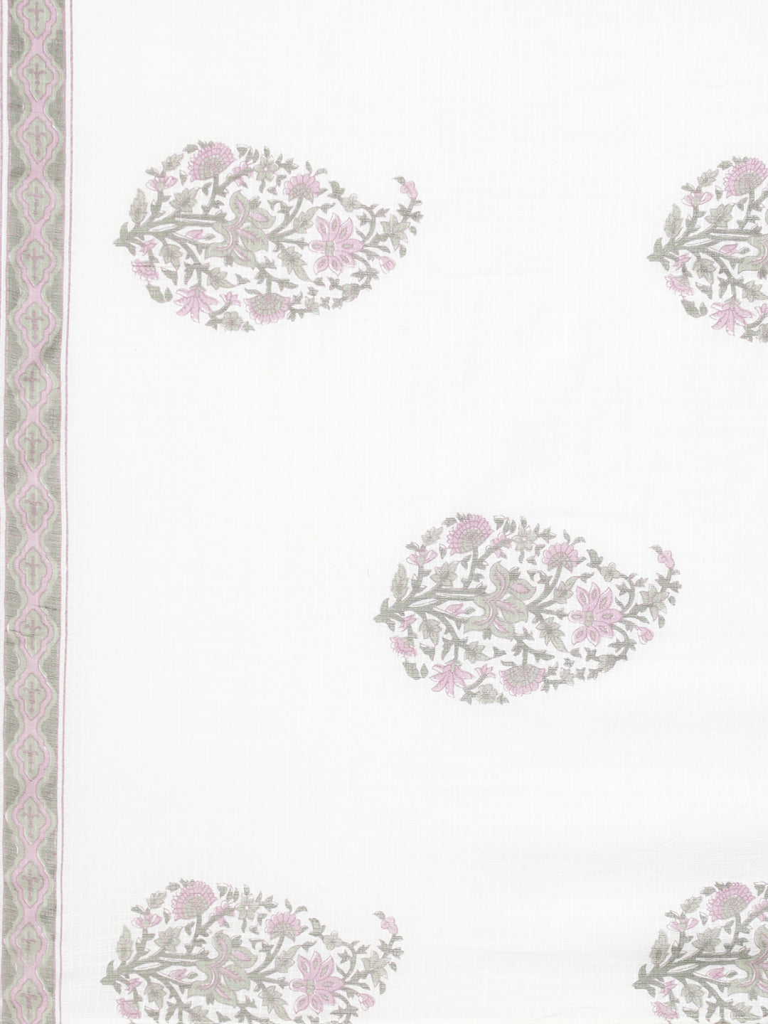 Neerus Purple printed straight suit set panelled kurta with trouser and dupatta - detail view 5