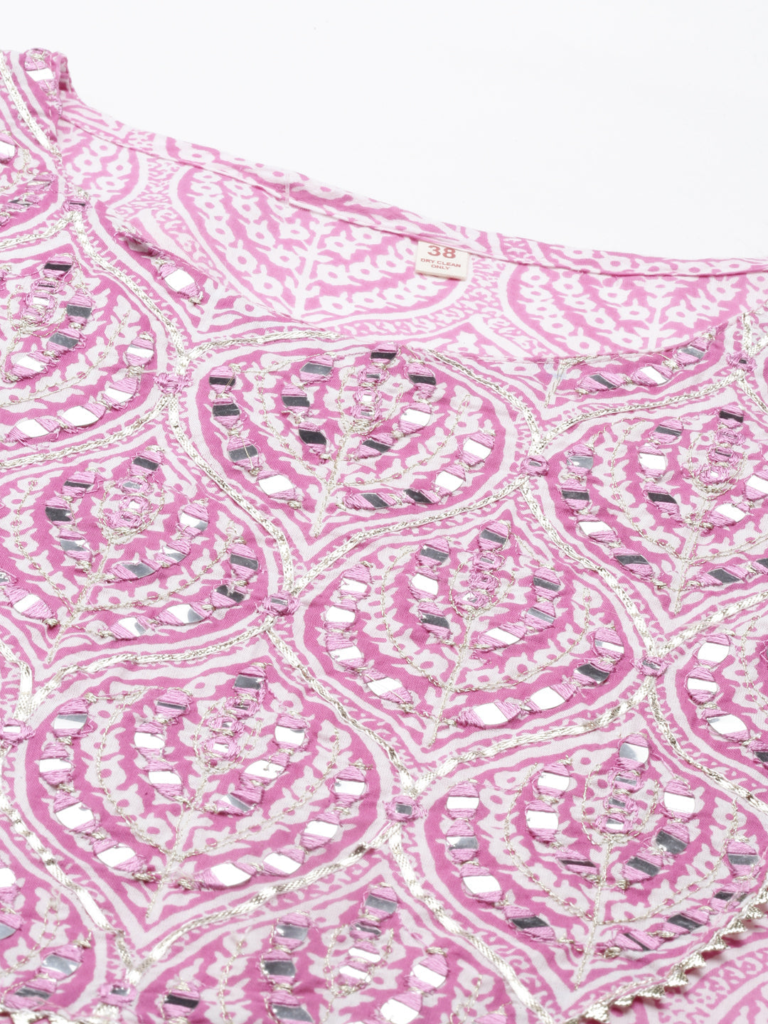 Neerus Pink cotton solid kurti - back view
