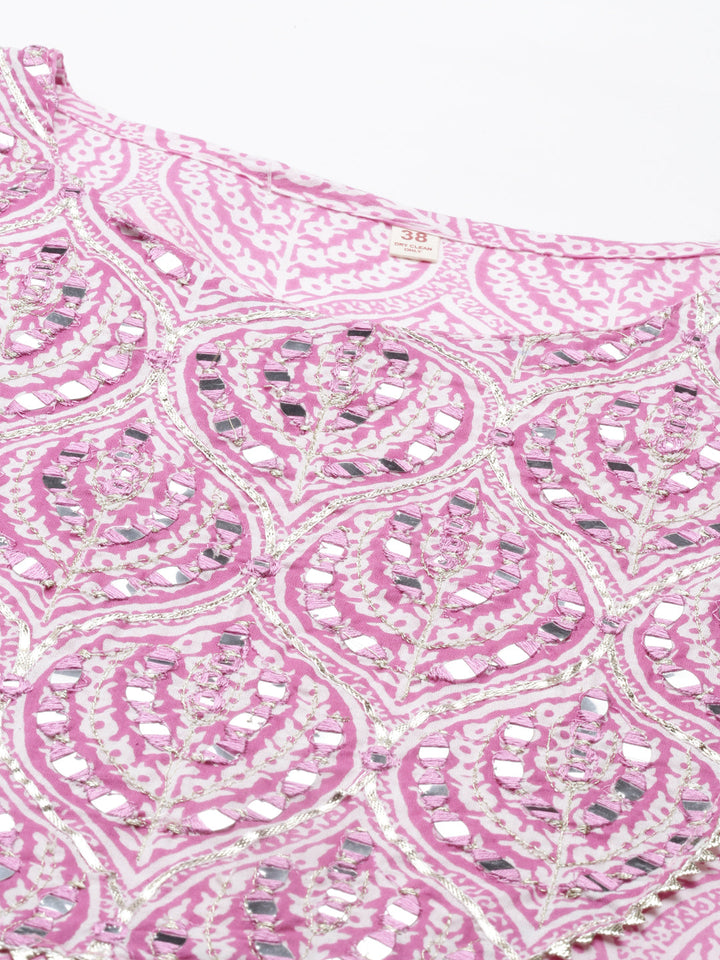 Neerus Pink cotton solid kurti - back view
