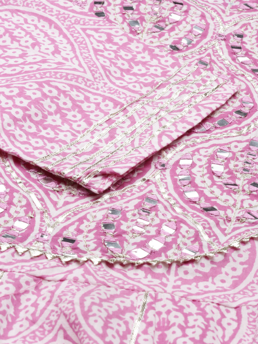 Neerus Pink cotton solid kurti - detail view 4