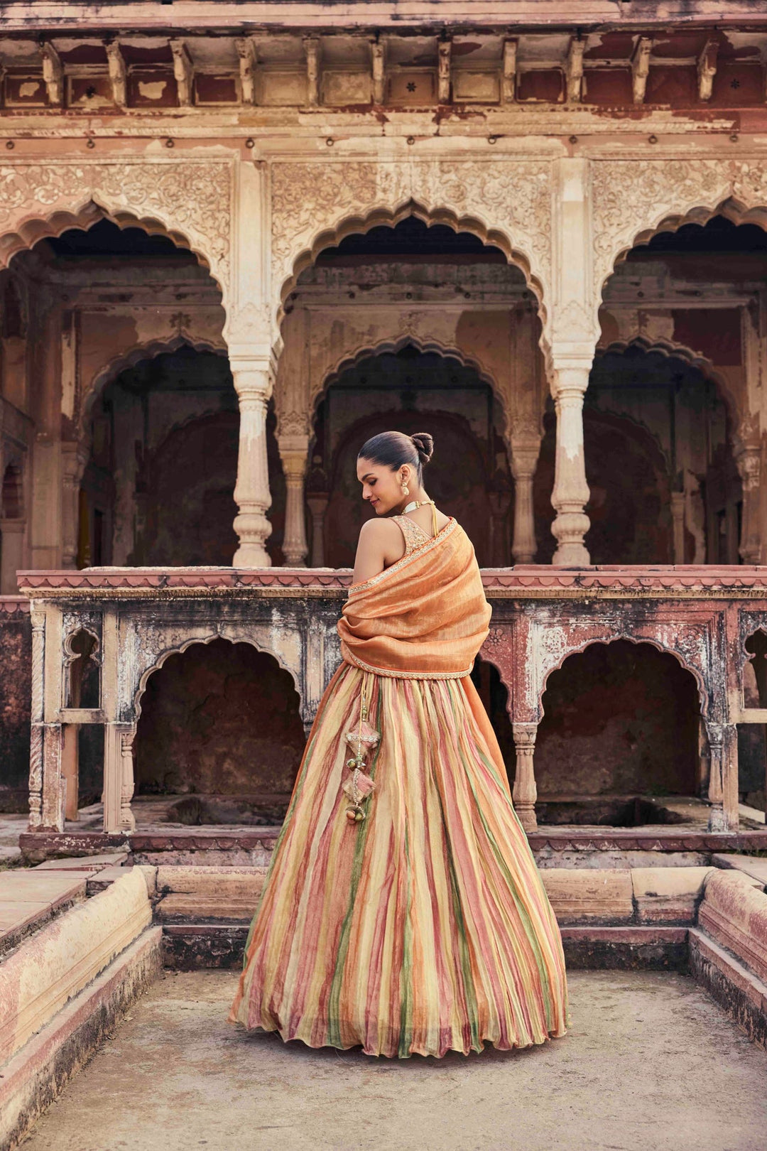 Neerus Multi tissue embroidered lehenga set - detail view 1