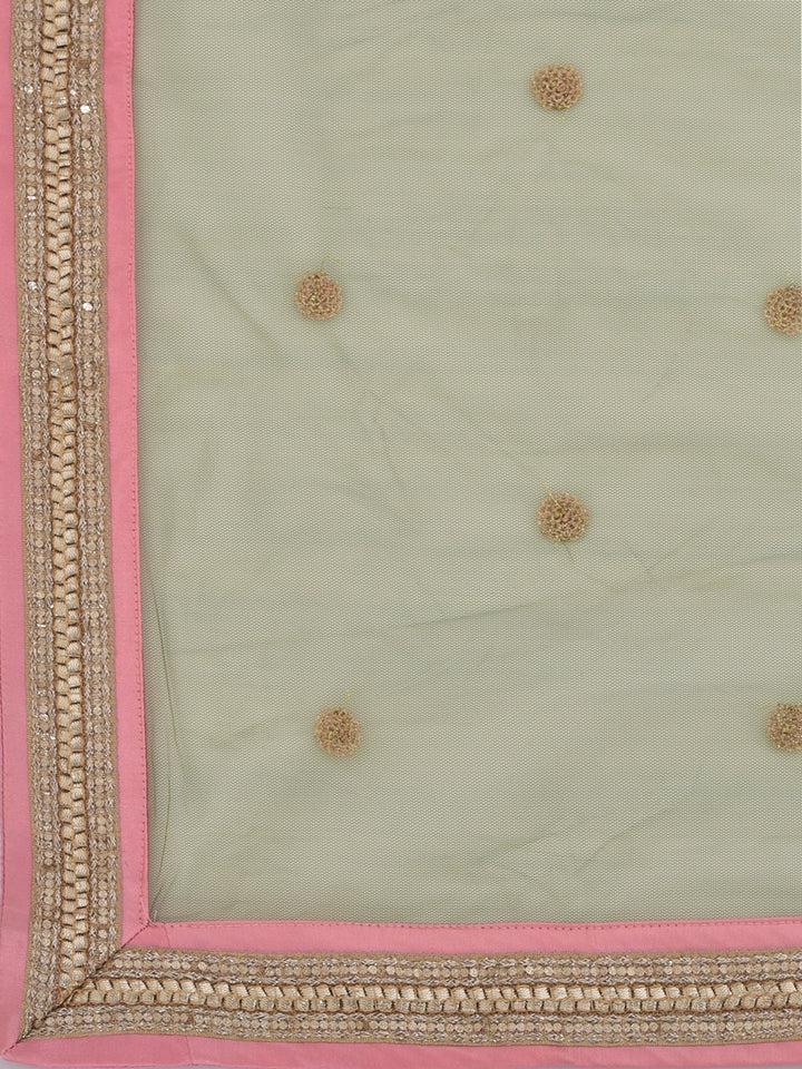 Neerus Pink georgette embroidered sharara set - detail view 2