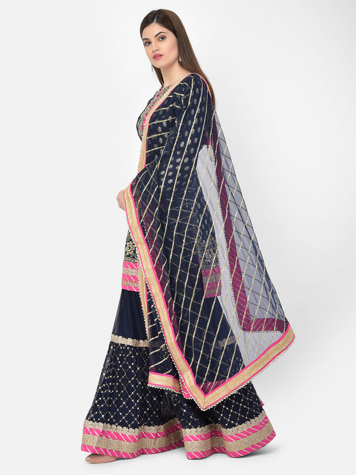 Neerus Blue Banarasi woven sharara set - back view