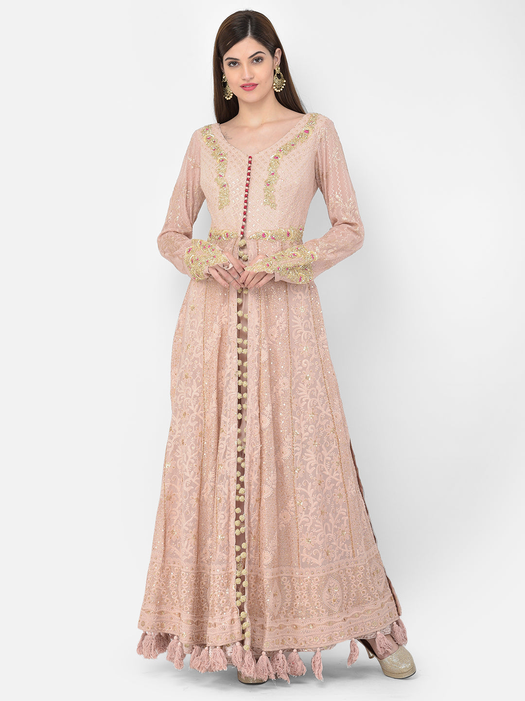 Neerus Grey georgette embroidered suit set - detail view 7