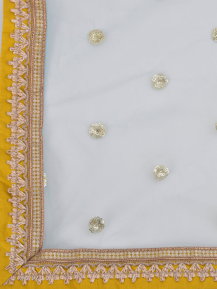 Neerus Yellow Georgette Embroidered Sharara Set - detail view 4