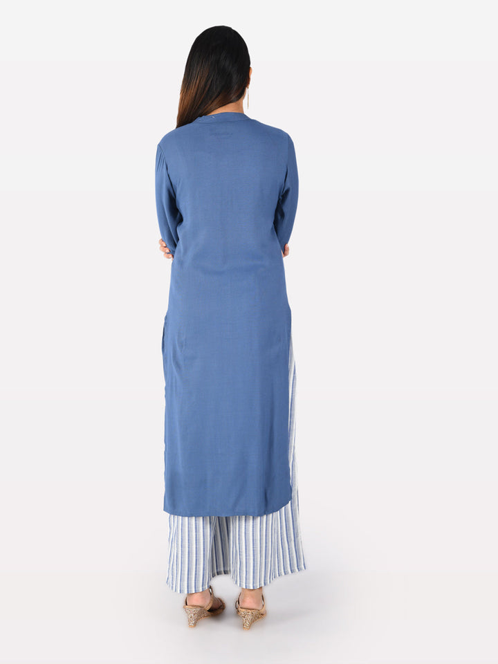 Neerus Blue straight kurta for women - detail view 1