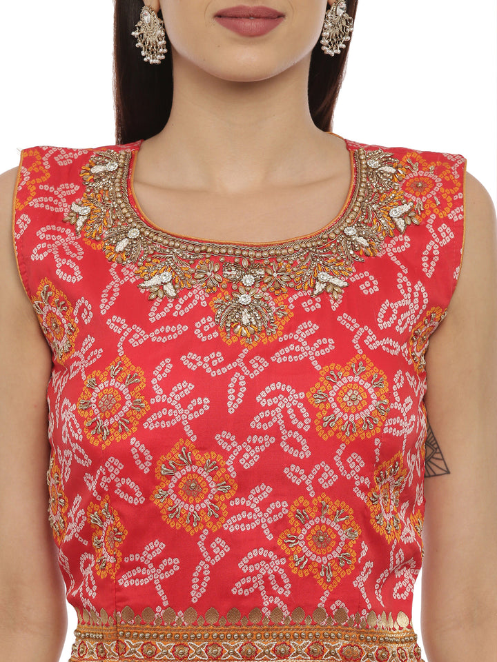 Neerus Pink silk embellished lehenga set - side view