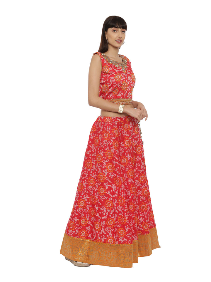 Neerus Pink silk embellished lehenga set - detail view 1