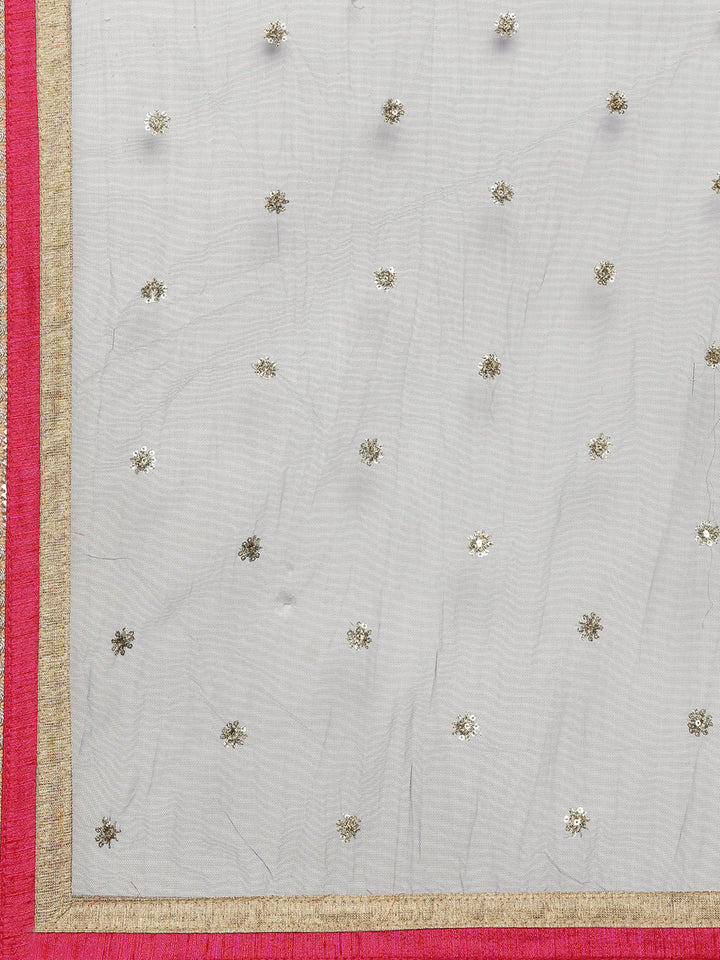 Neerus Pink Banarasi woven lehenga set - back view