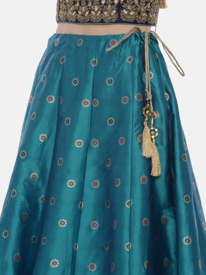 Neerus Blue Banarasi woven lehenga set - detail view 5