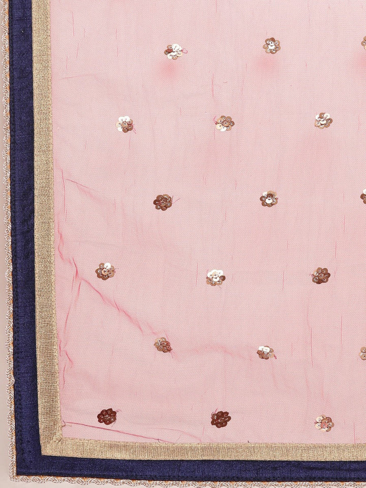 Neerus Pink raw silk embellished lehenga set - detail view 3