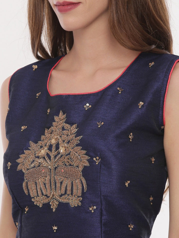 Neerus Pink raw silk embellished lehenga set - detail view 4