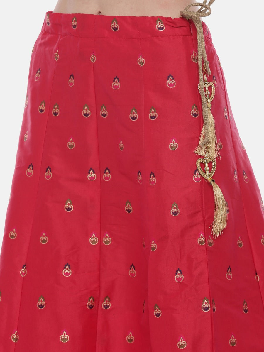 Neerus Pink raw silk embellished lehenga set - detail view 5