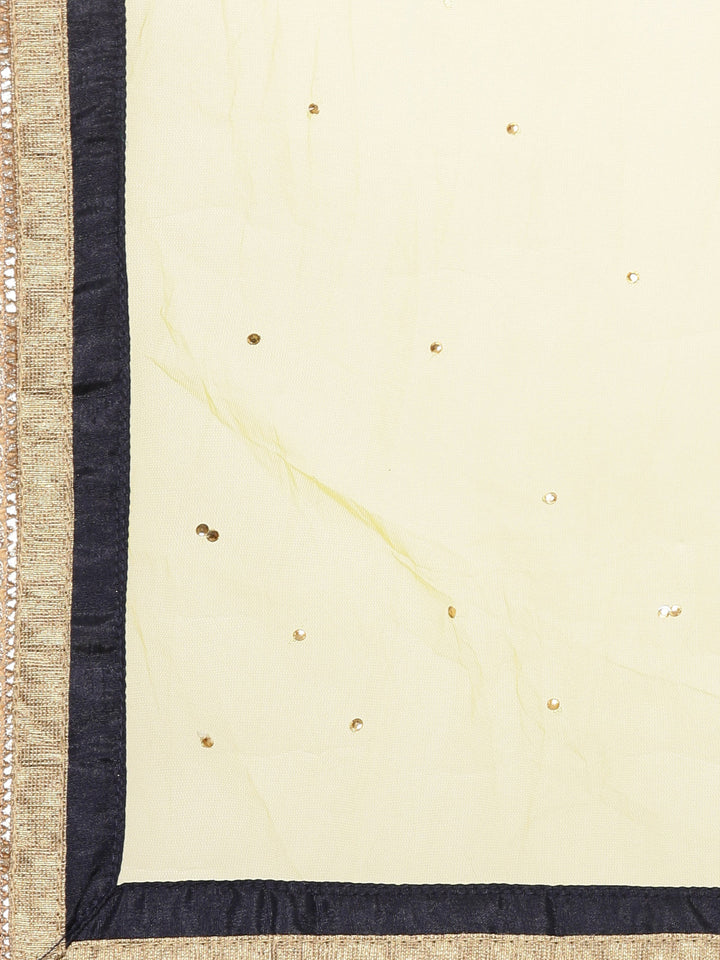 Neerus Yellow net embellished lehenga set - detail view 1