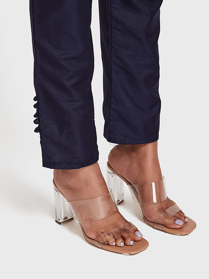 Neerus Blue muslin solid suit pant set - detail view 1