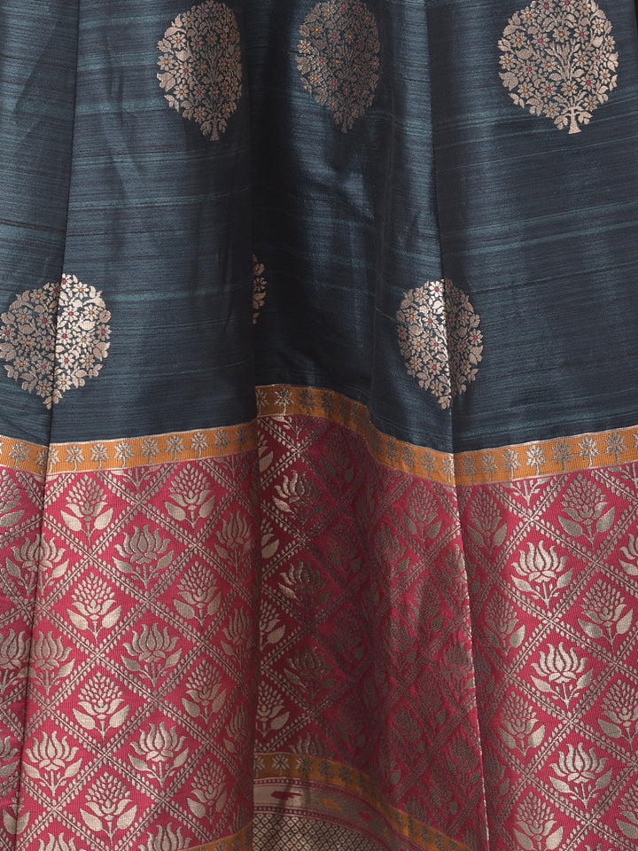 Neerus Grey printed anarkali kurta with dupatta - detail view 2