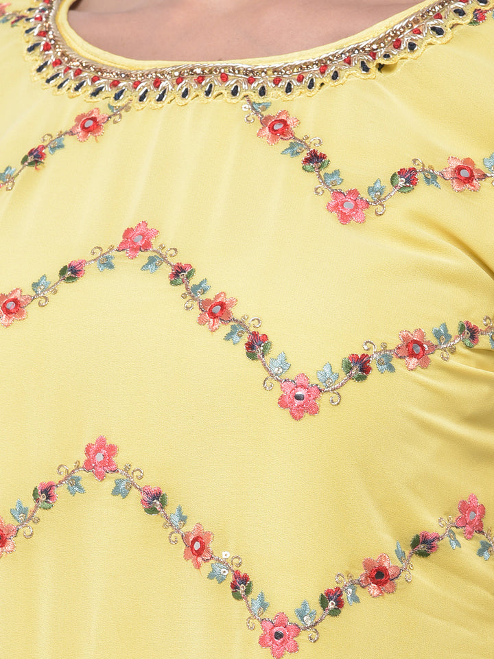 Neerus Yellow georgette embroidered sharara set - detail view 1