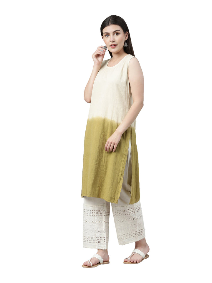 Neerus Multi cotton printed kurti with coat - back view