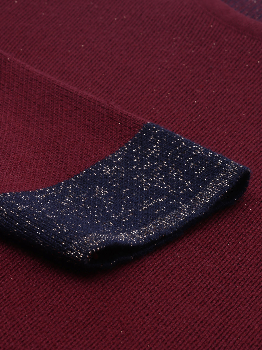 Neerus Maroon acrylic woven knitted kurti - side view