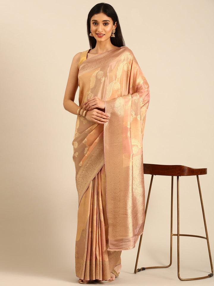 Neerus Multi Banarasi woven saree with zari border and butis - detail view 1