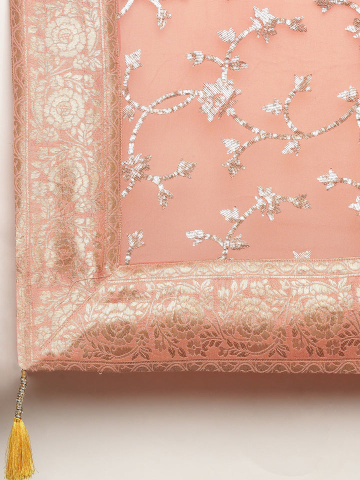 Neerus Yellow georgette embellished lehenga set - detail view 5