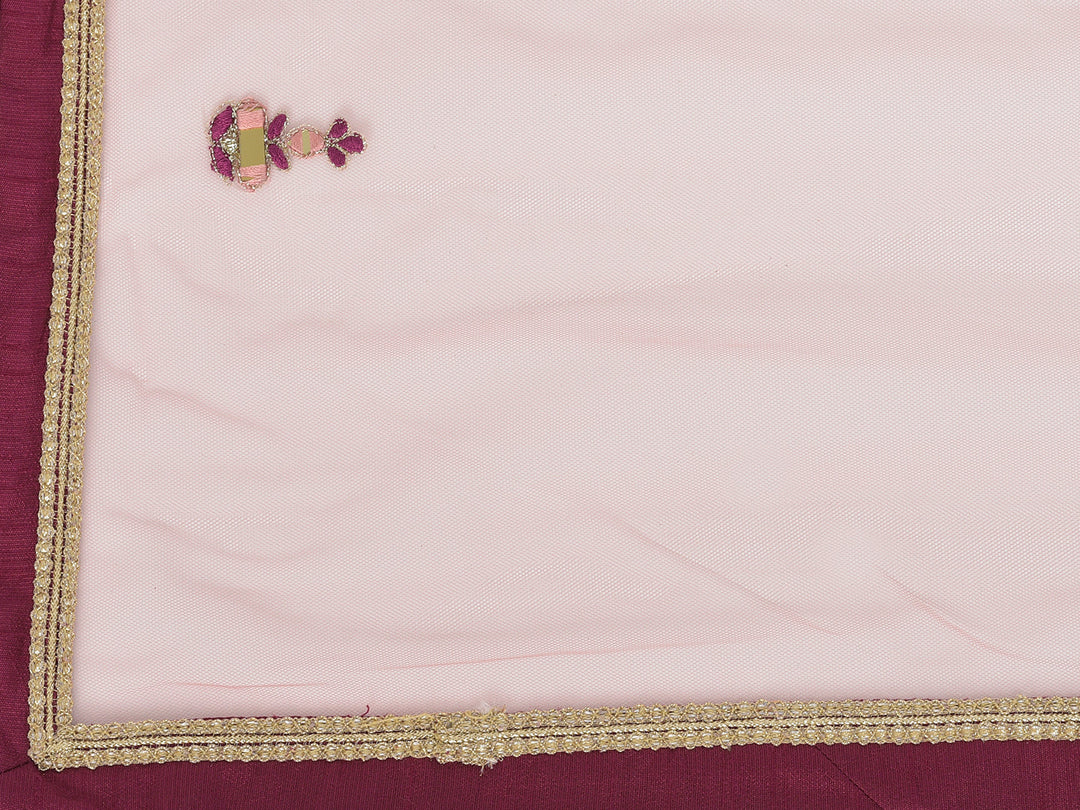 Neerus Pink georgette mirror work lehenga choli - detail view 3