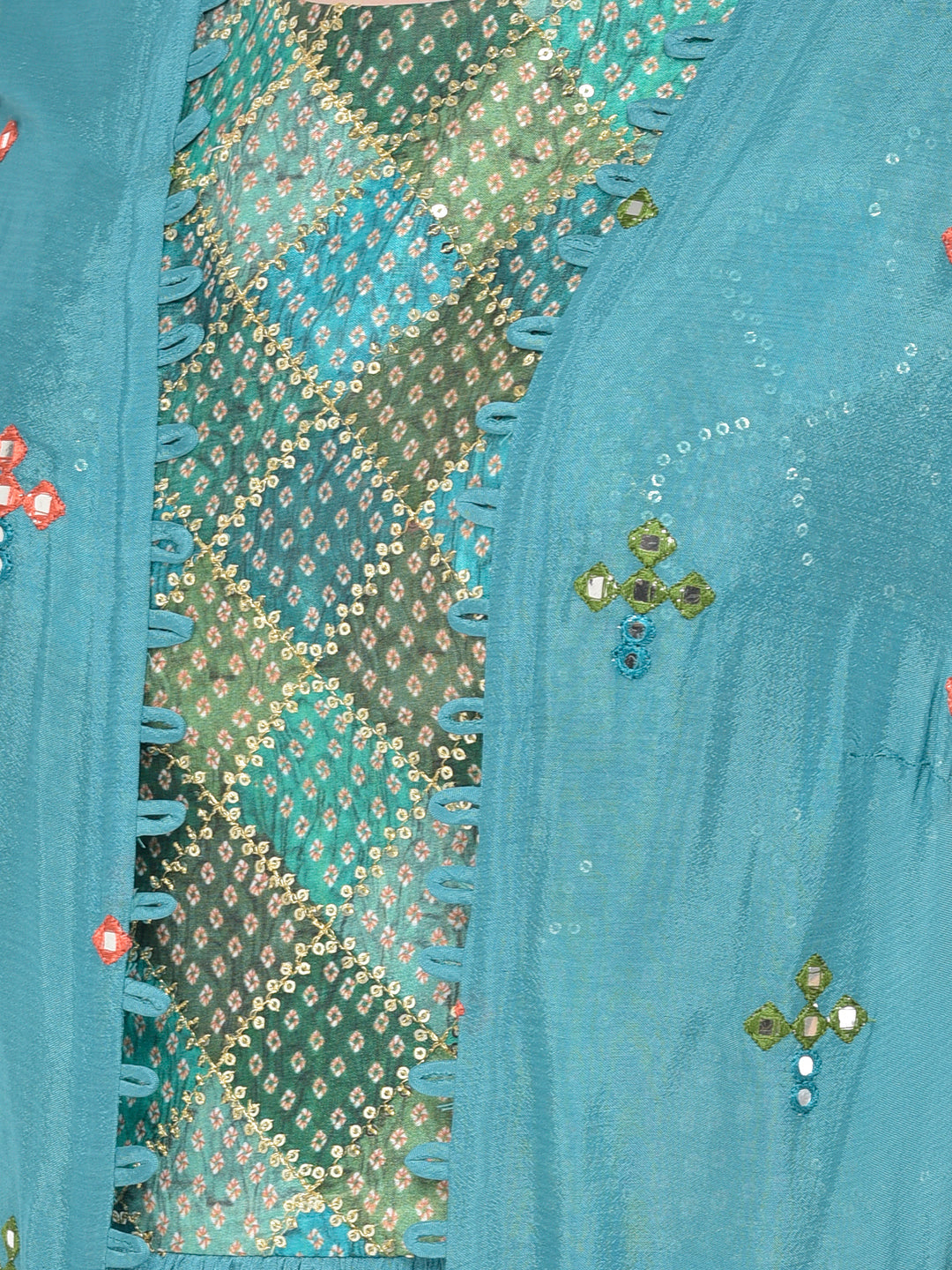 Neerus Green Georgette Anarkali Suit Set - detail view 6
