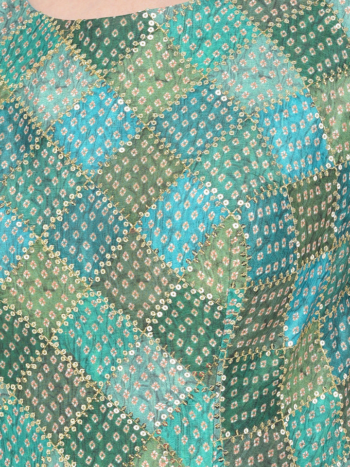 Neerus Green Georgette Anarkali Suit Set - detail view 7
