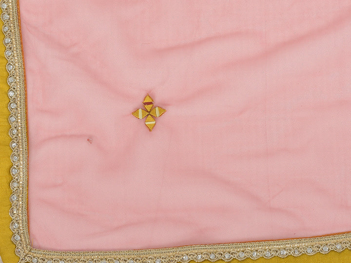 Neerus Yellow georgette mirror work Anarkali kurta set - detail view 12