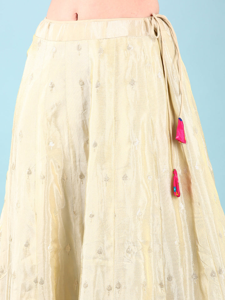 Pink Tissue Hand Embroidery Ghagra Set